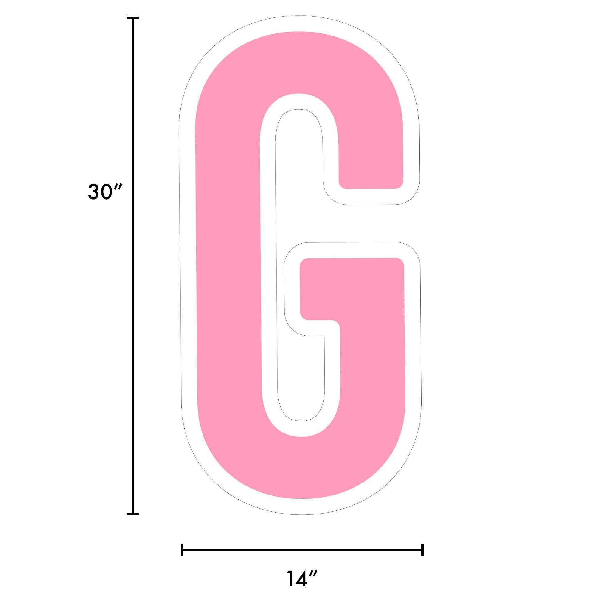 Pink Letter (G) Corrugated Plastic Yard Sign, 30in